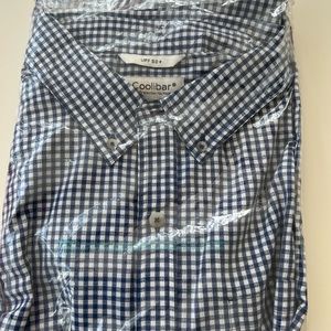 Sun Protection! Coolibar UPF 50 men’s shirt Blue & White. large.